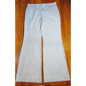 Old Navy Women's Size 10 Wide Leg Pants White Gray Stripe Casual Cotton